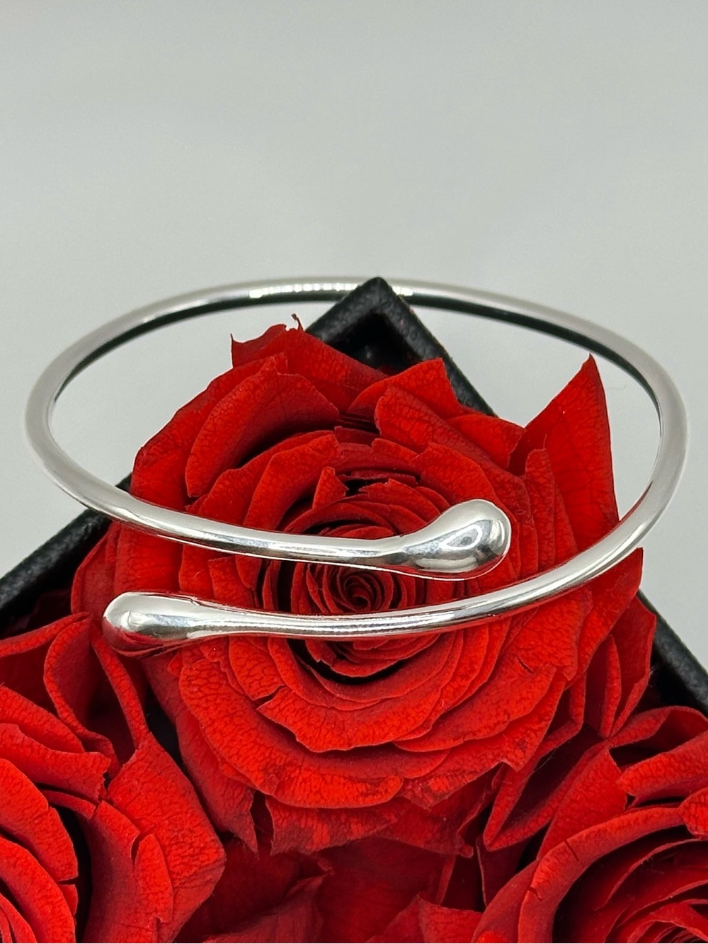 925 Sterling Silver Open Teardrop Minimalist Cuff Bracelet
